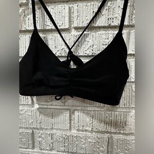 Aerie Scoop Black Strappy Bikini Top